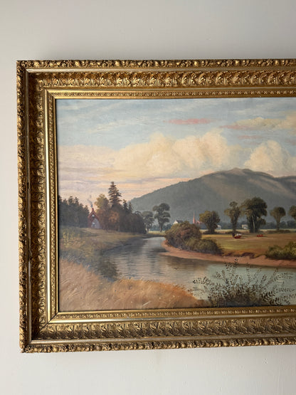 American Hudson River School landscape. Signed 1889