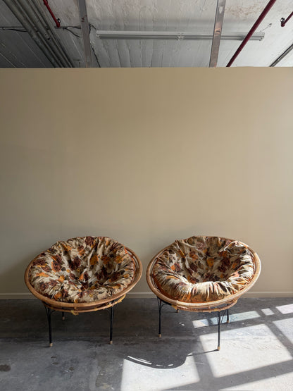 Wicker & metal circular lounge chairs. Sold individually.