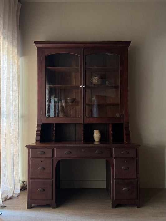 Victorian walnut two piece desk