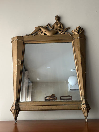 Neoclassical gilt mirror with reclining nude