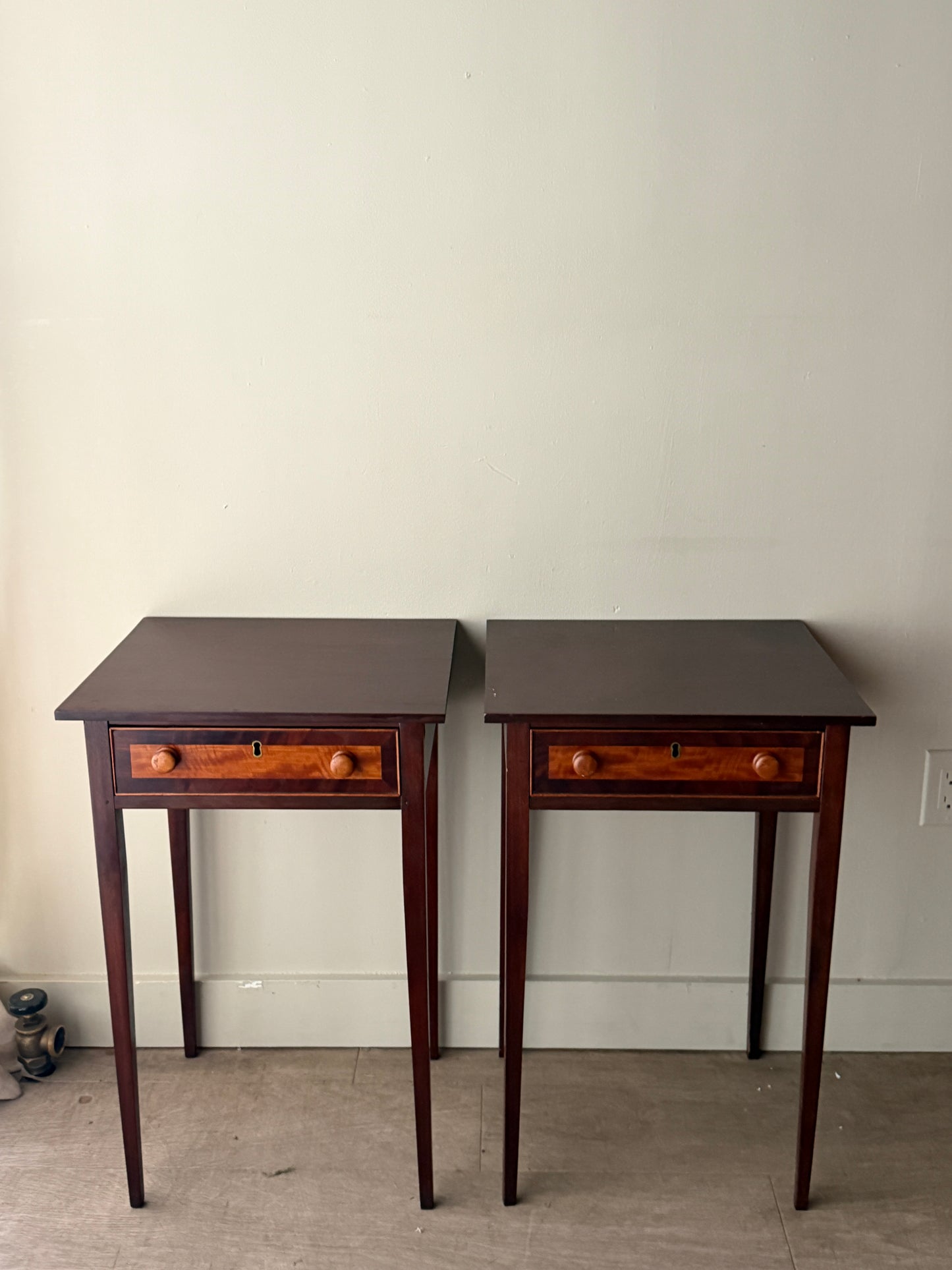 Mahogany and cherry side tables. Sold individually.
