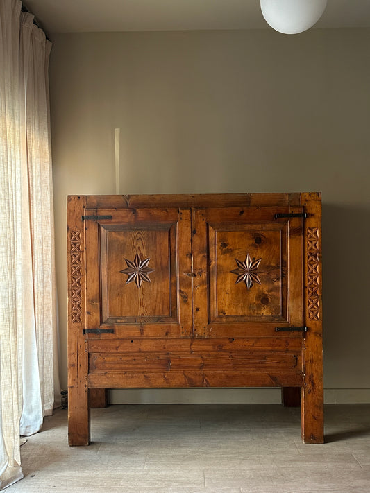 French carved pine cabinet