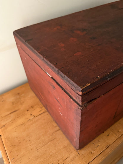 Small red painted chest