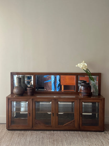Walnut mirrored floor console