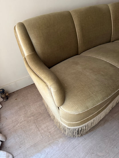 Danish sage velvet sofa