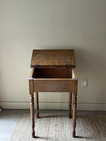 Grain painted school desk with inkwell