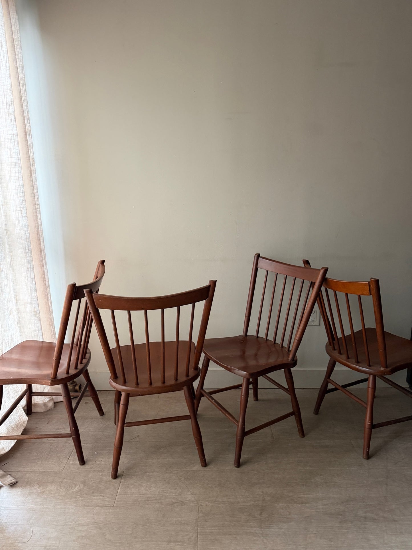 Cherry spindle back chairs. Sold in sets of 2.