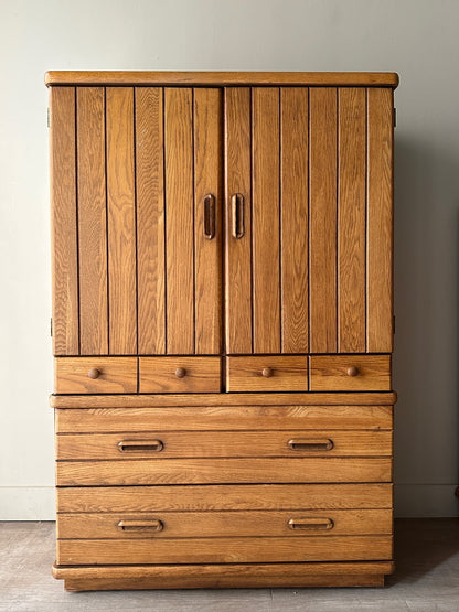Broyhill oak linen press