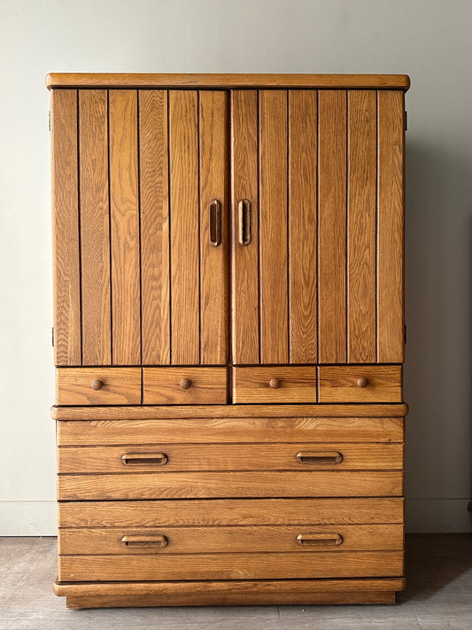 Broyhill oak linen press