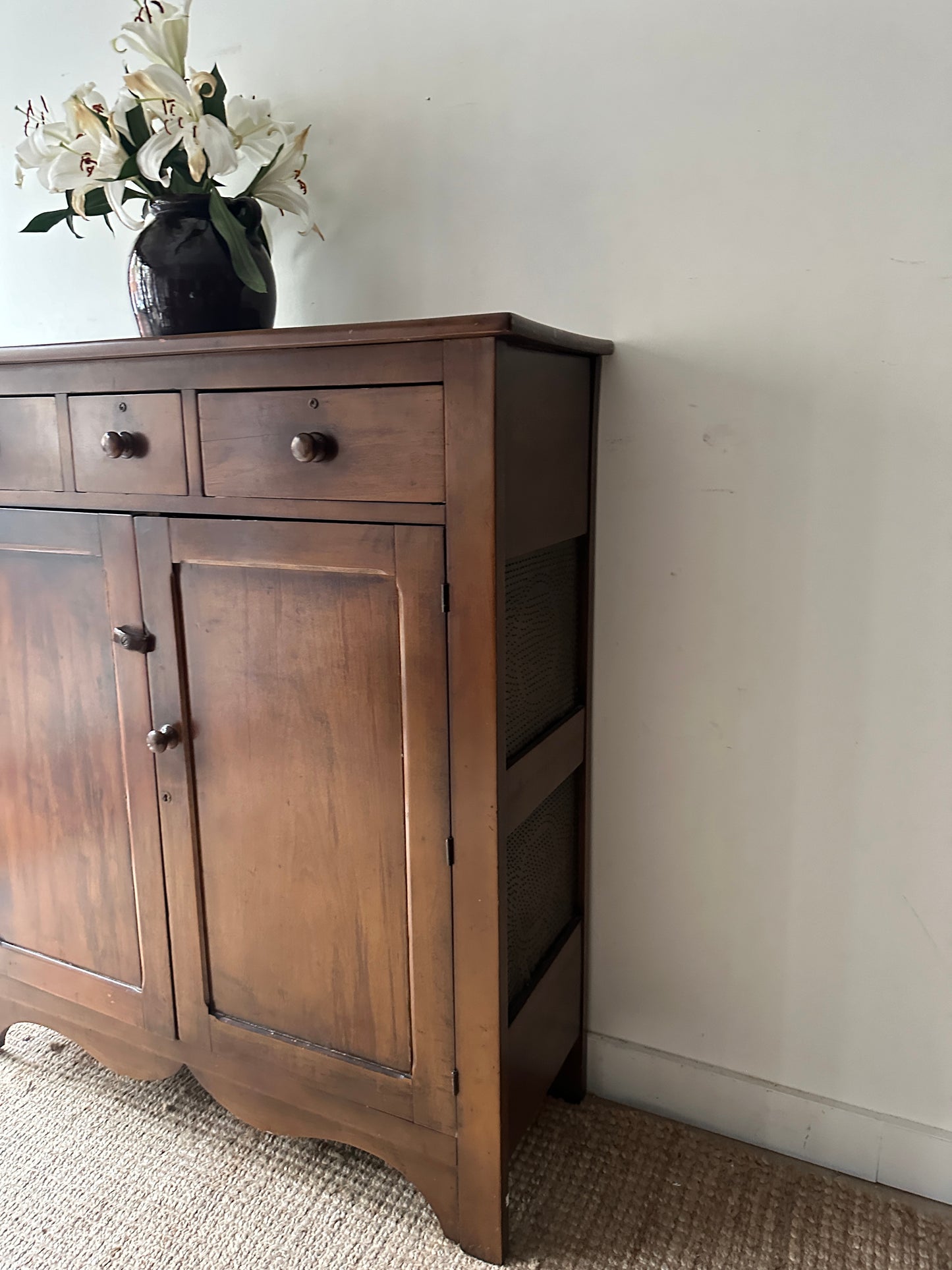 Punched tin pie cupboard