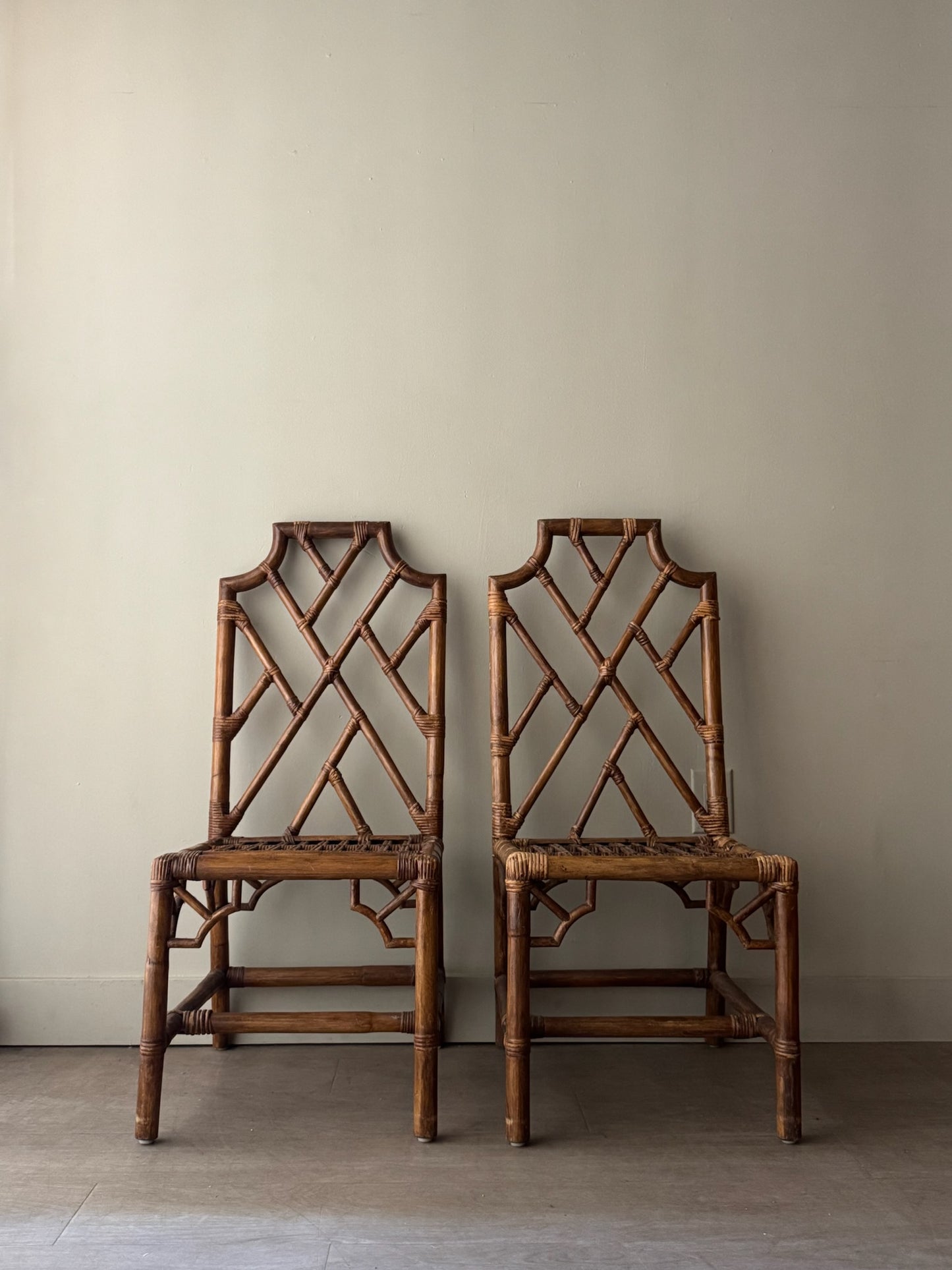Bamboo dining chairs. Sold as a pair.