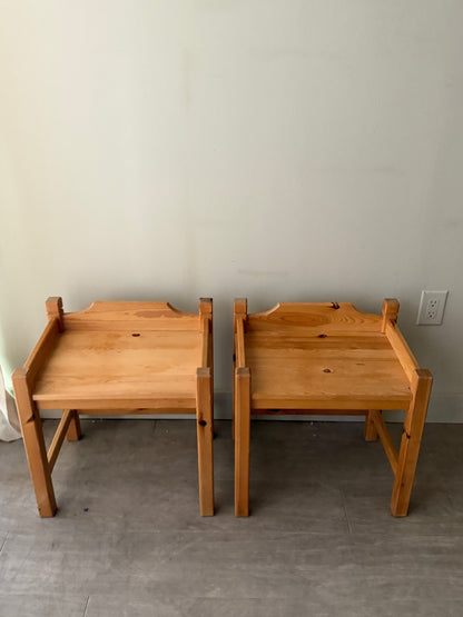 Swedish pine nightstands. Sold as a pair.