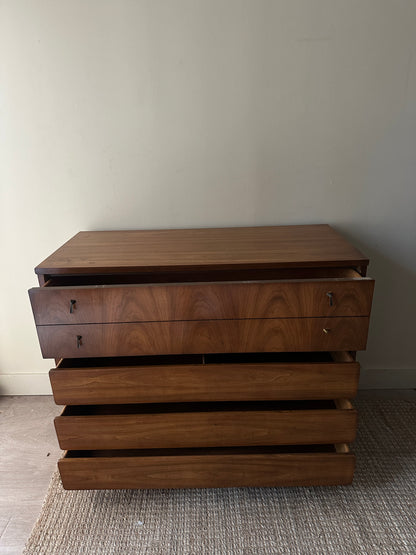 Walnut dresser with brass pulls