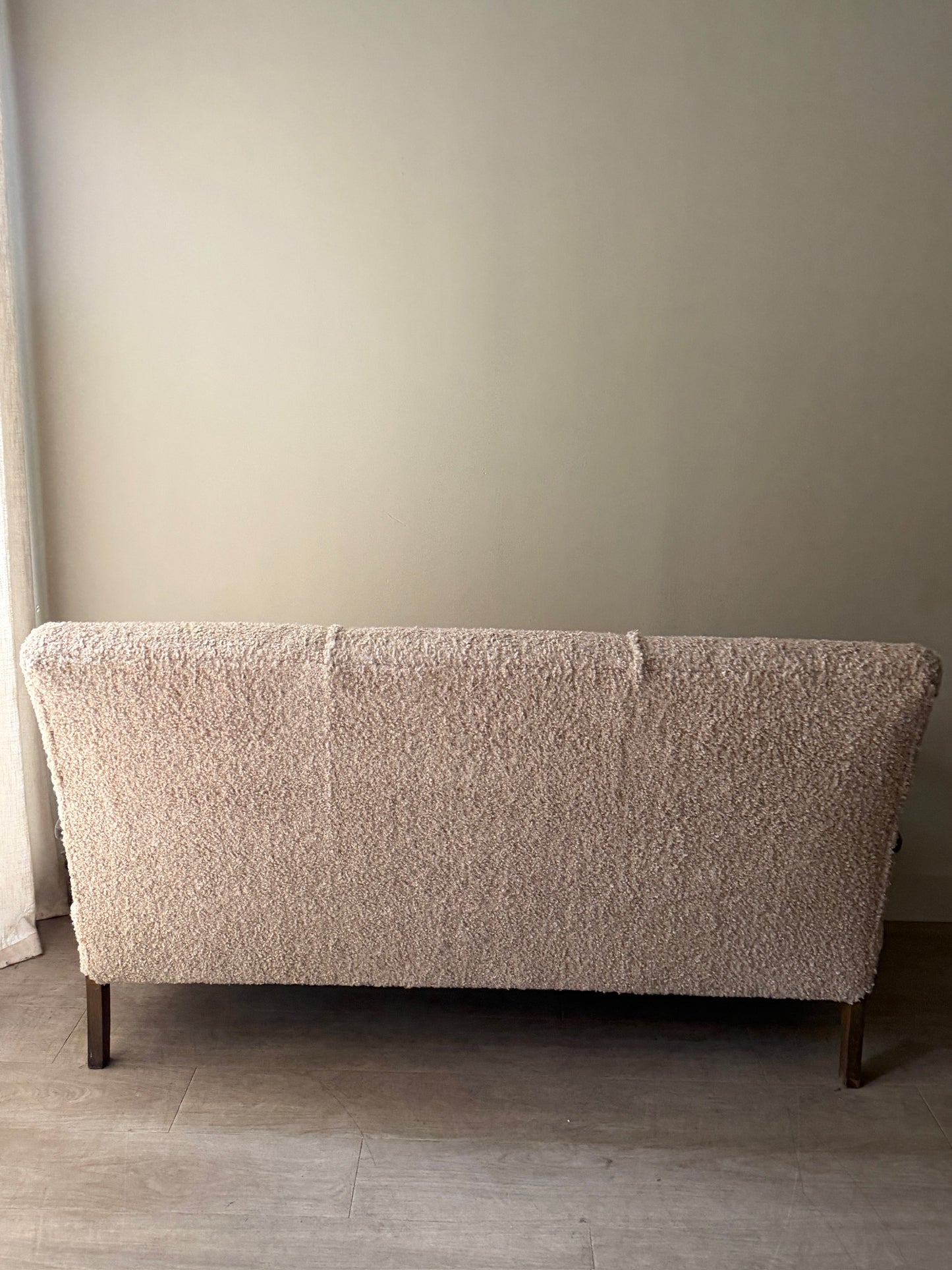 Danish oak & boucle sofa