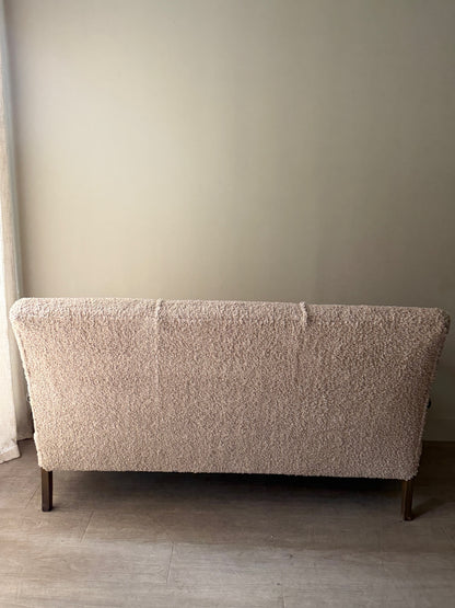 Danish oak & boucle sofa