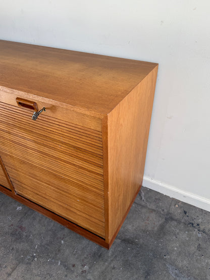 Danish oak tambour cabinet