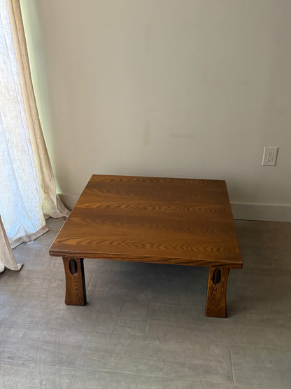Carl Straub brutalist oak coffee table