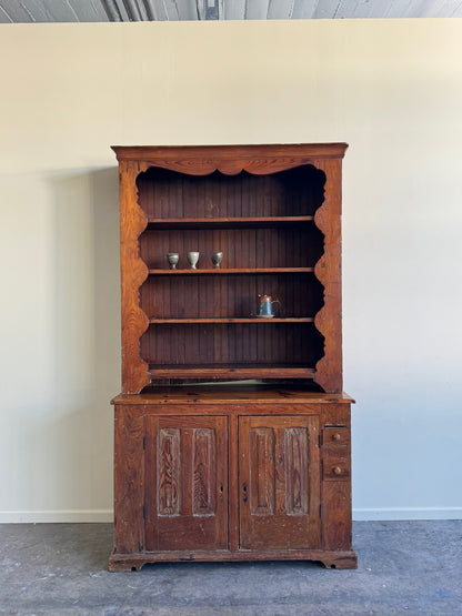 Southern yellow pine two piece hutch