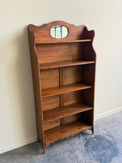 Oak bookcase with mirror