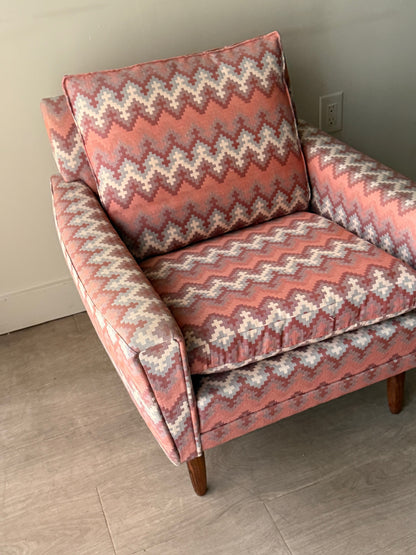 Danish pink patterned lounge chair