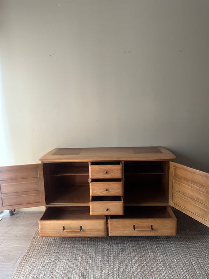 Blonde oak credenza