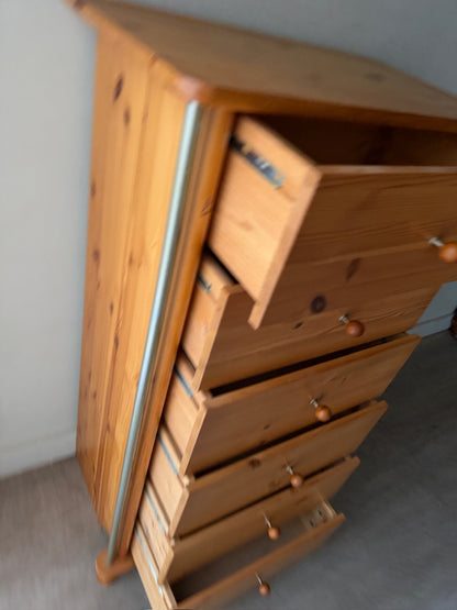 Scandinavian pine tallboy dresser