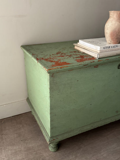 Pennsylvania Sheraton green painted pine chest