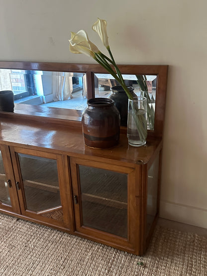Walnut mirrored floor console