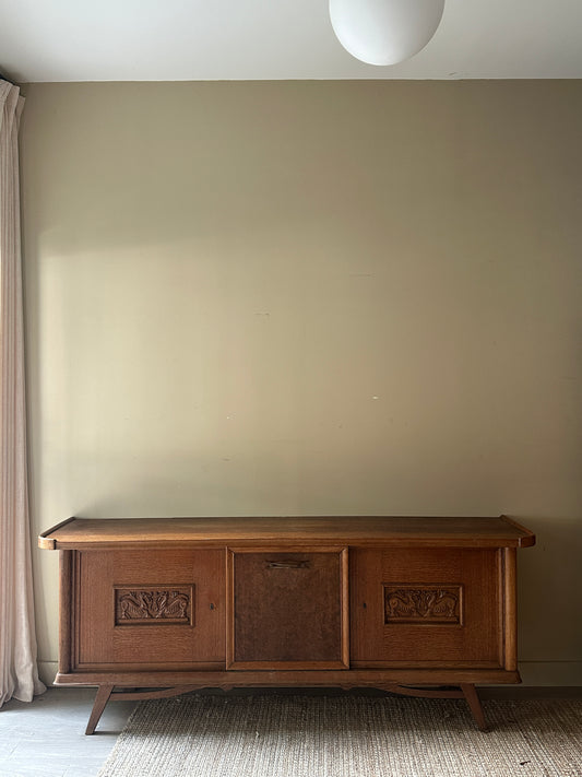 Oak server with drop front compartment