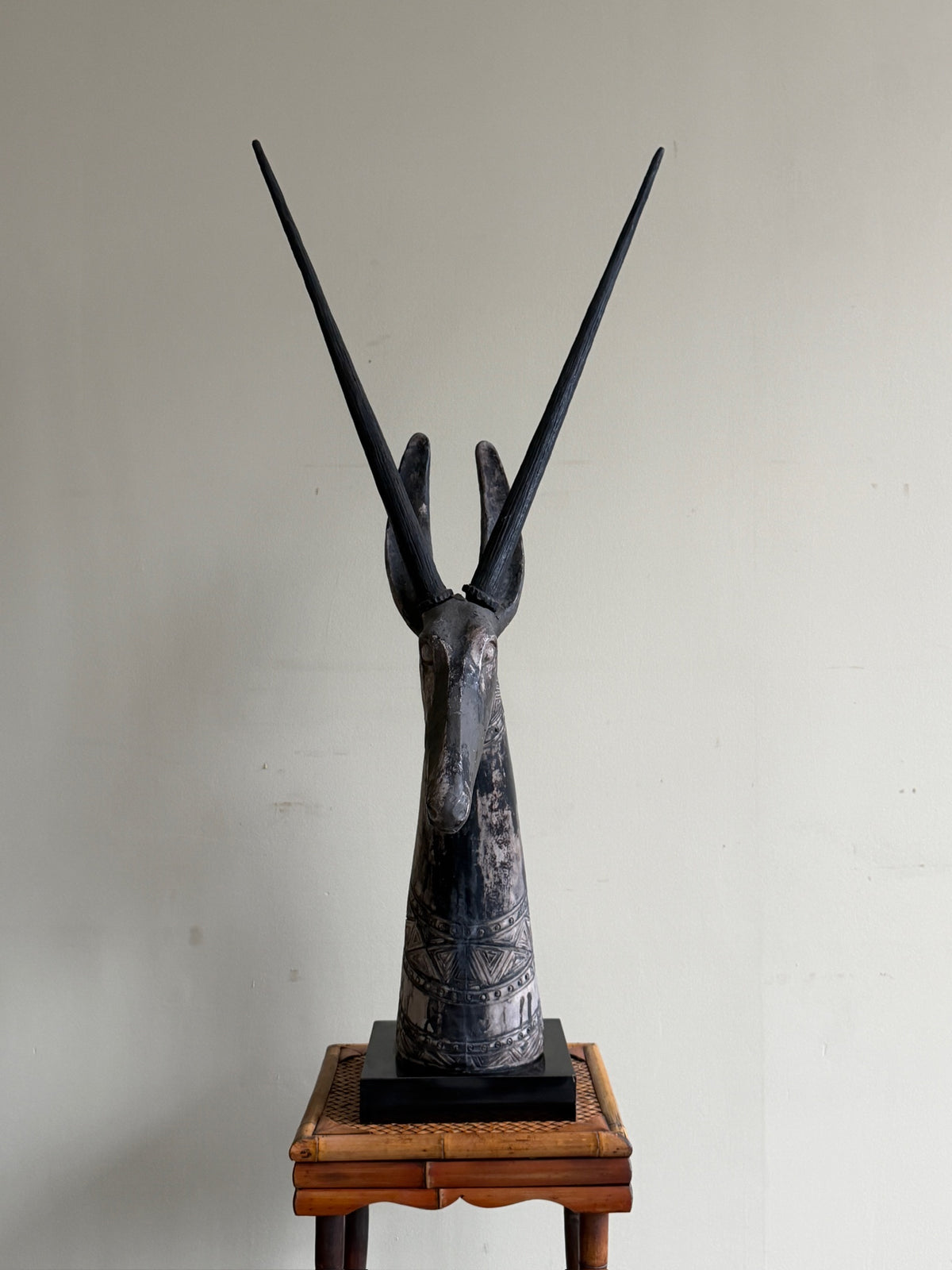 Cast ceramic oryx sculpture by Austin Brod