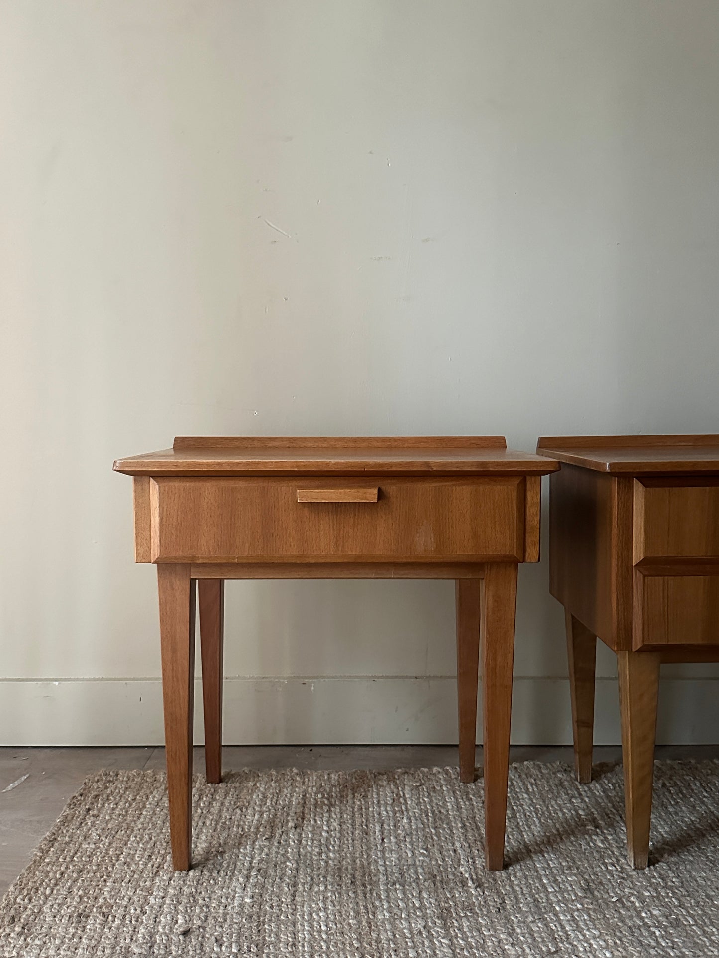 Danish walnut bedside table (left).