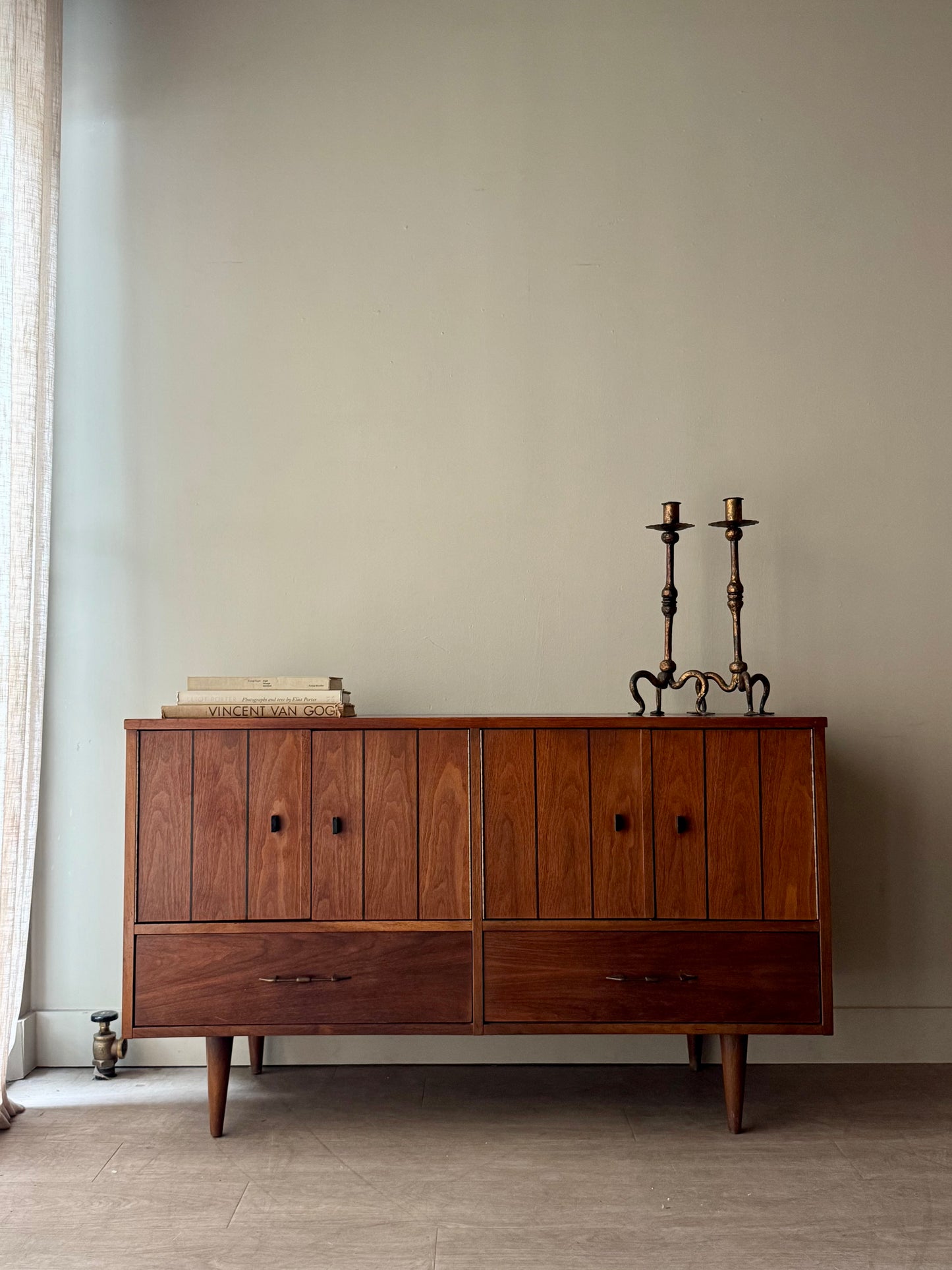 Walnut Slatted Credenza