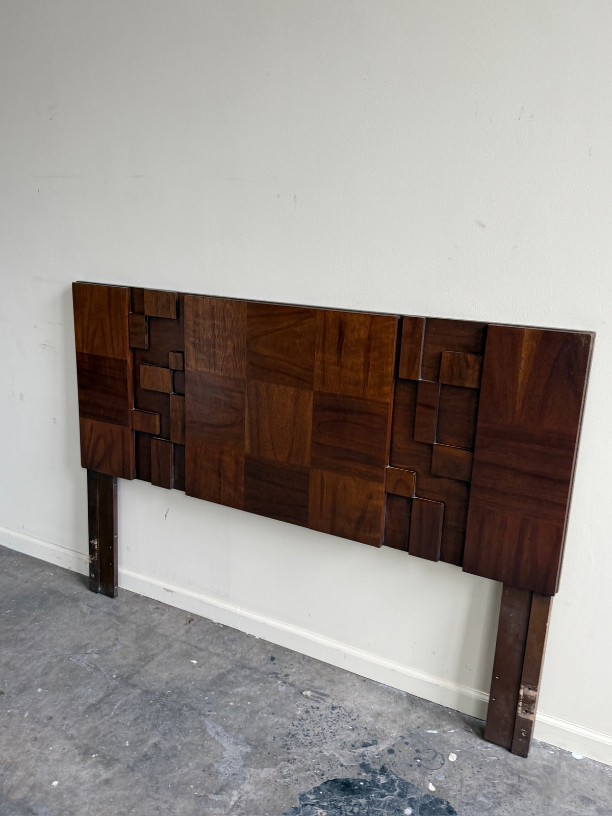 Lane Brutalist walnut queen headboard
