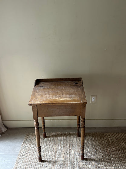 Grain painted school desk with inkwell