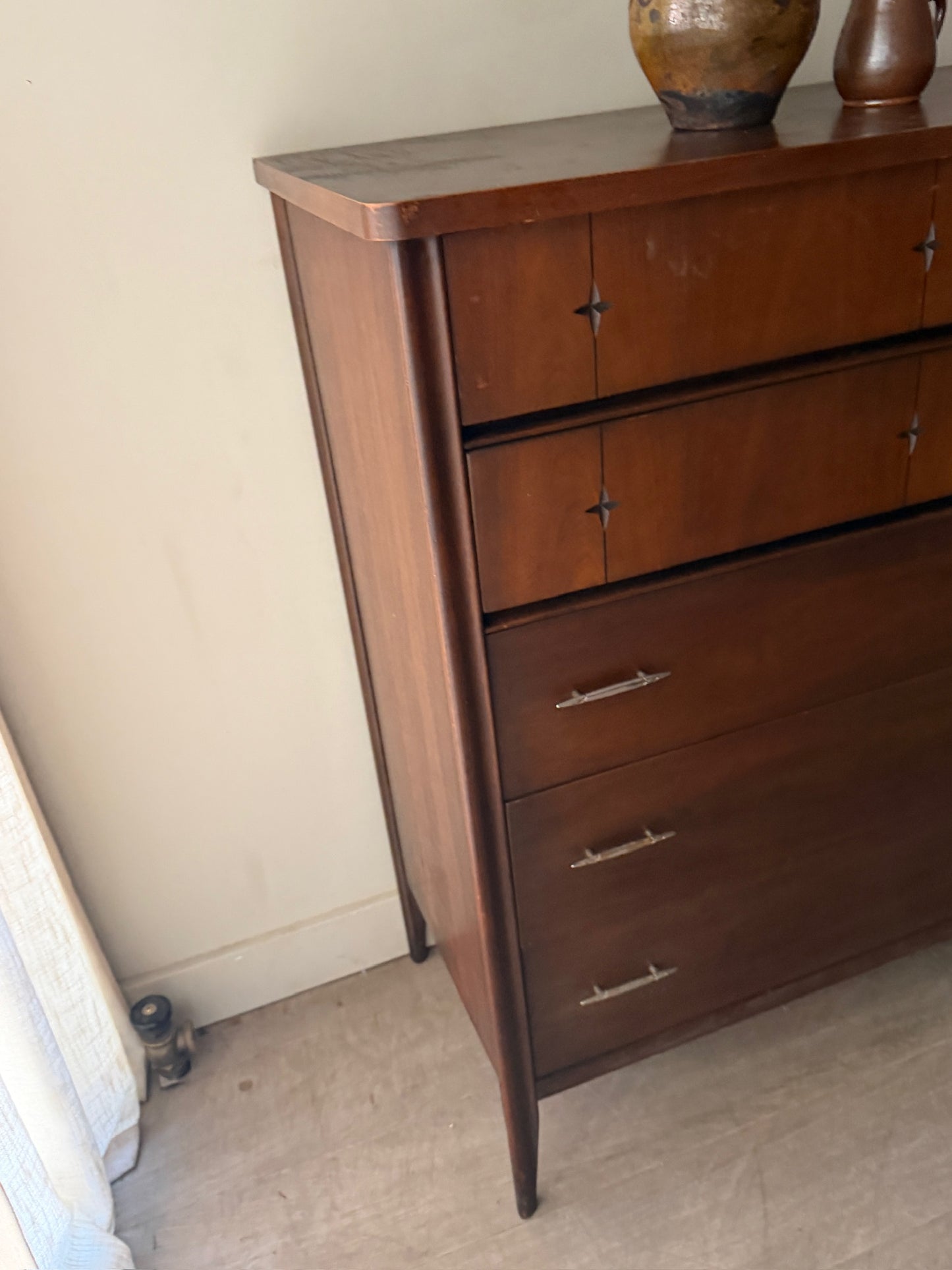 Broyhill walnut tallboy dresser