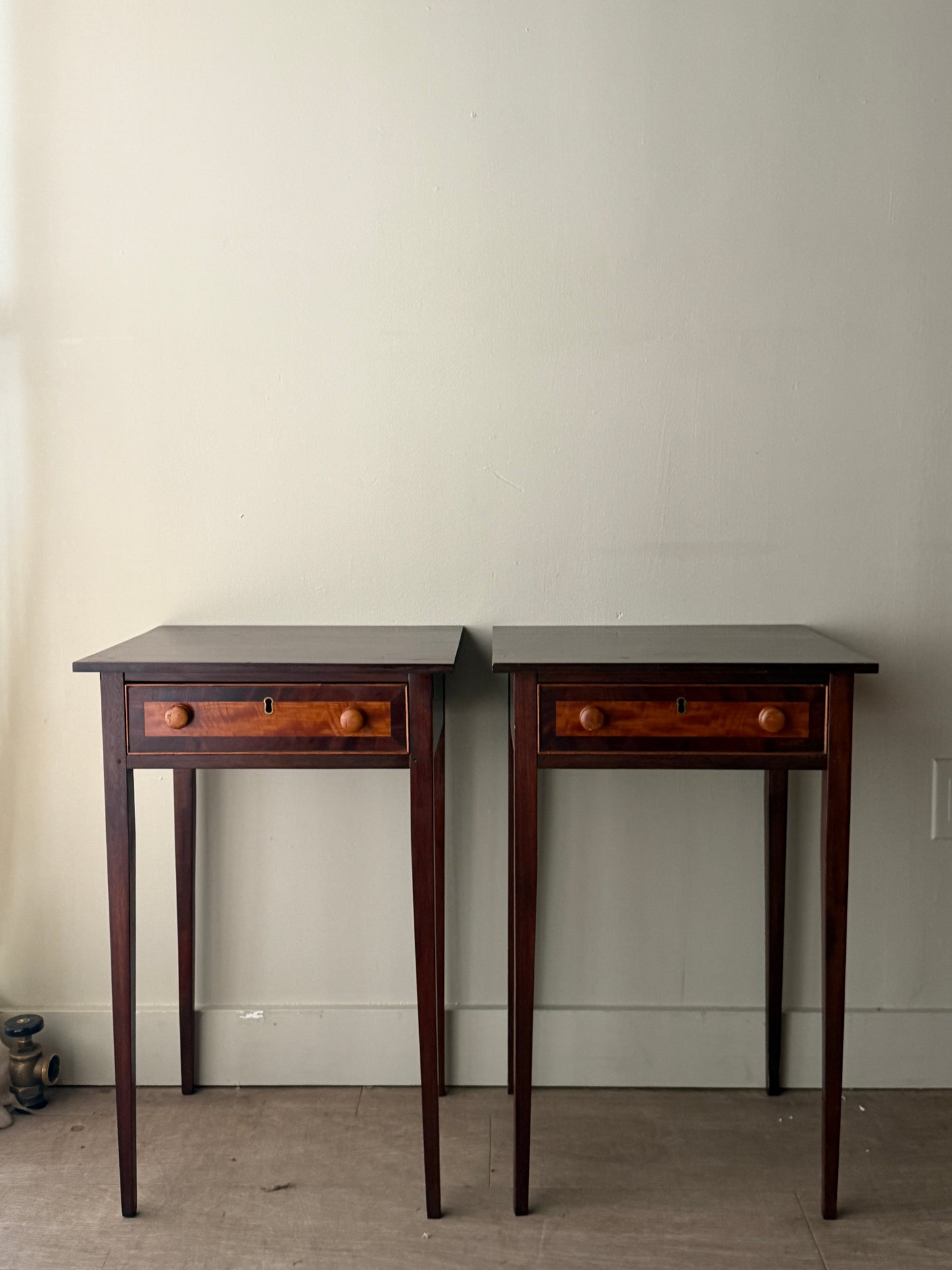 Mahogany and cherry side tables. Sold individually.