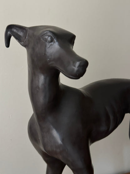 Bronze whippet statue