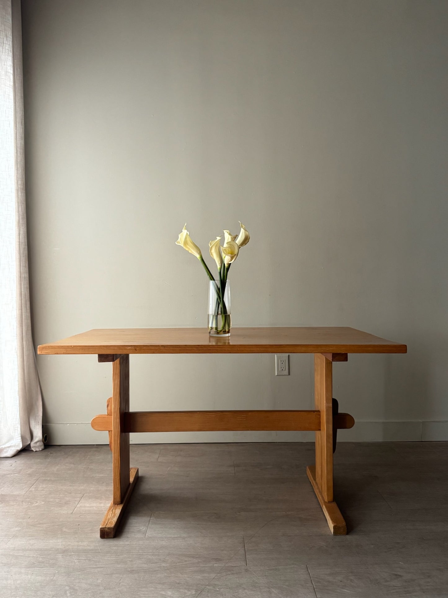 Danish pine trestle dining table