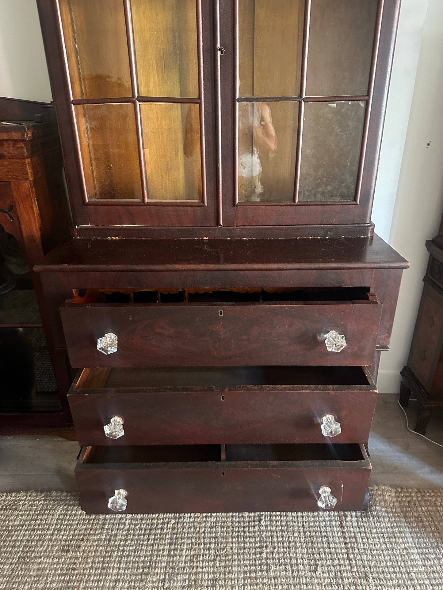 Mahogany hutch as is