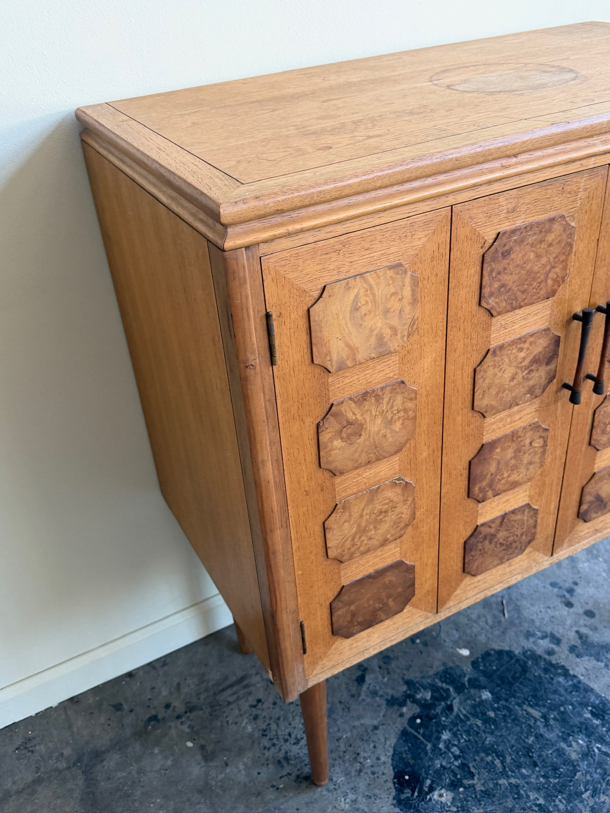 Burlwood cabinet