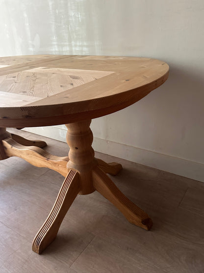 Swedish pine extending trestle dining table