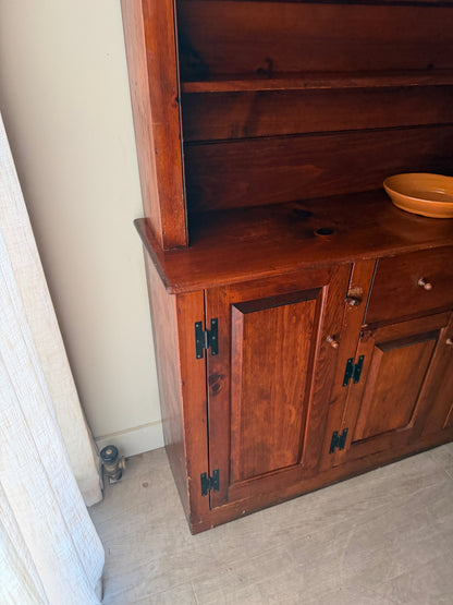 Pine two piece stepback hutch