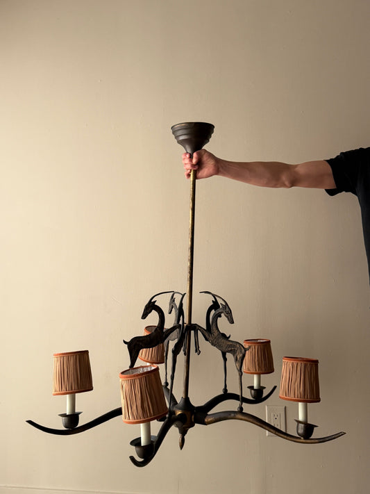 Deco bronze gazelle chandelier
