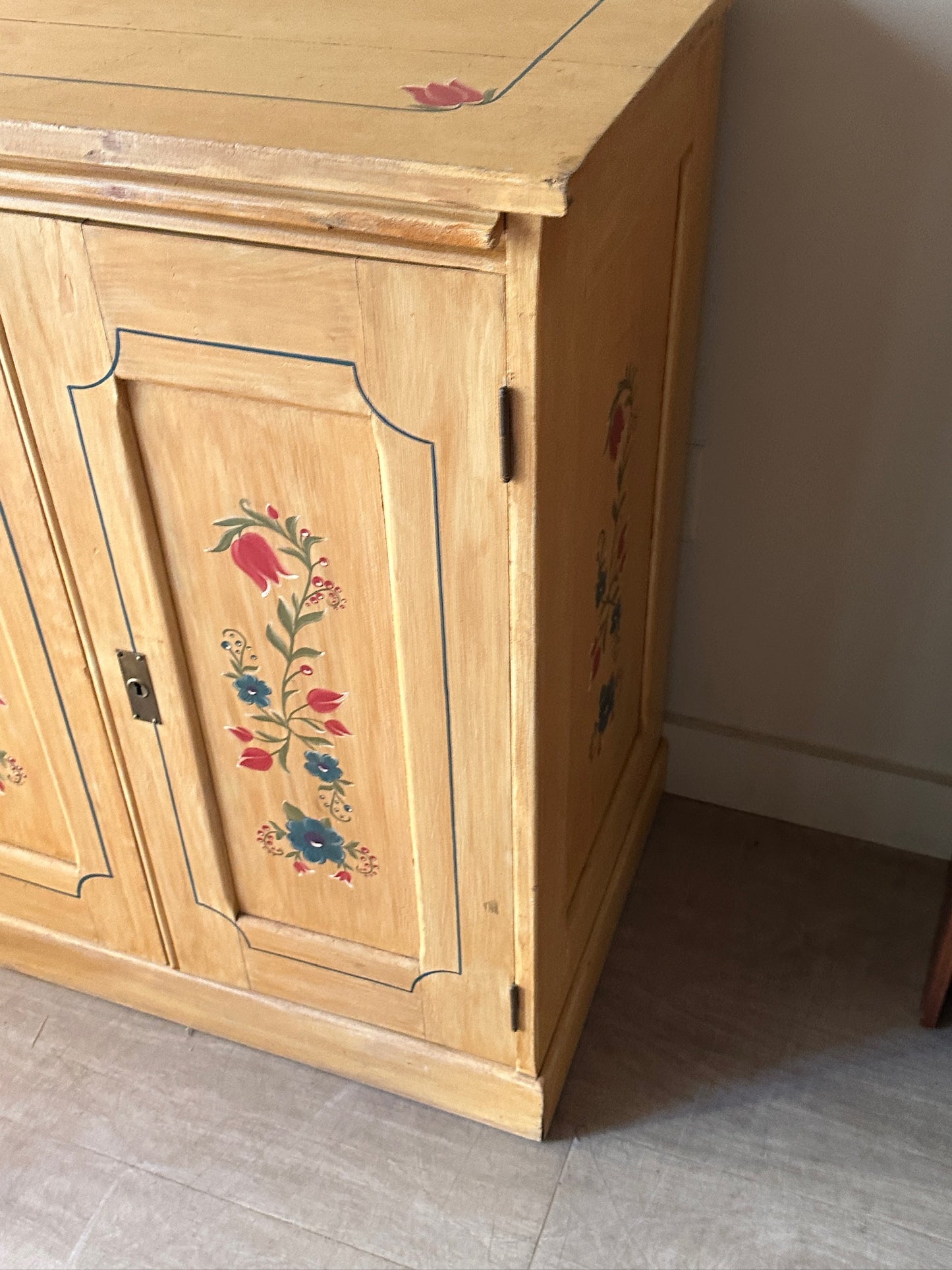 Swiss hand painted folk cabinet