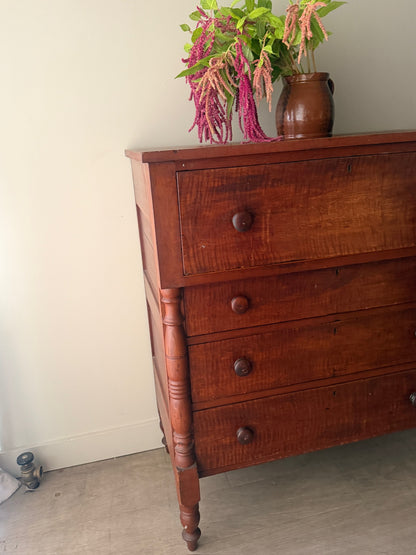 Pennsylvania Sheraton cherry & tiger maple dresser
