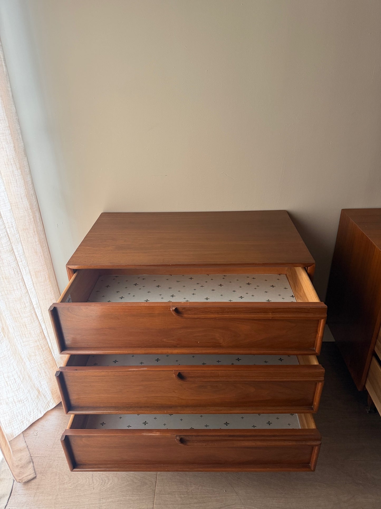 Walnut 3 drawer dressers (left)