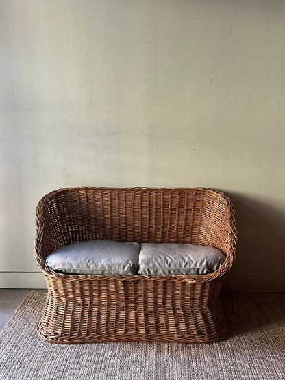 Wicker two seater lounge chair
