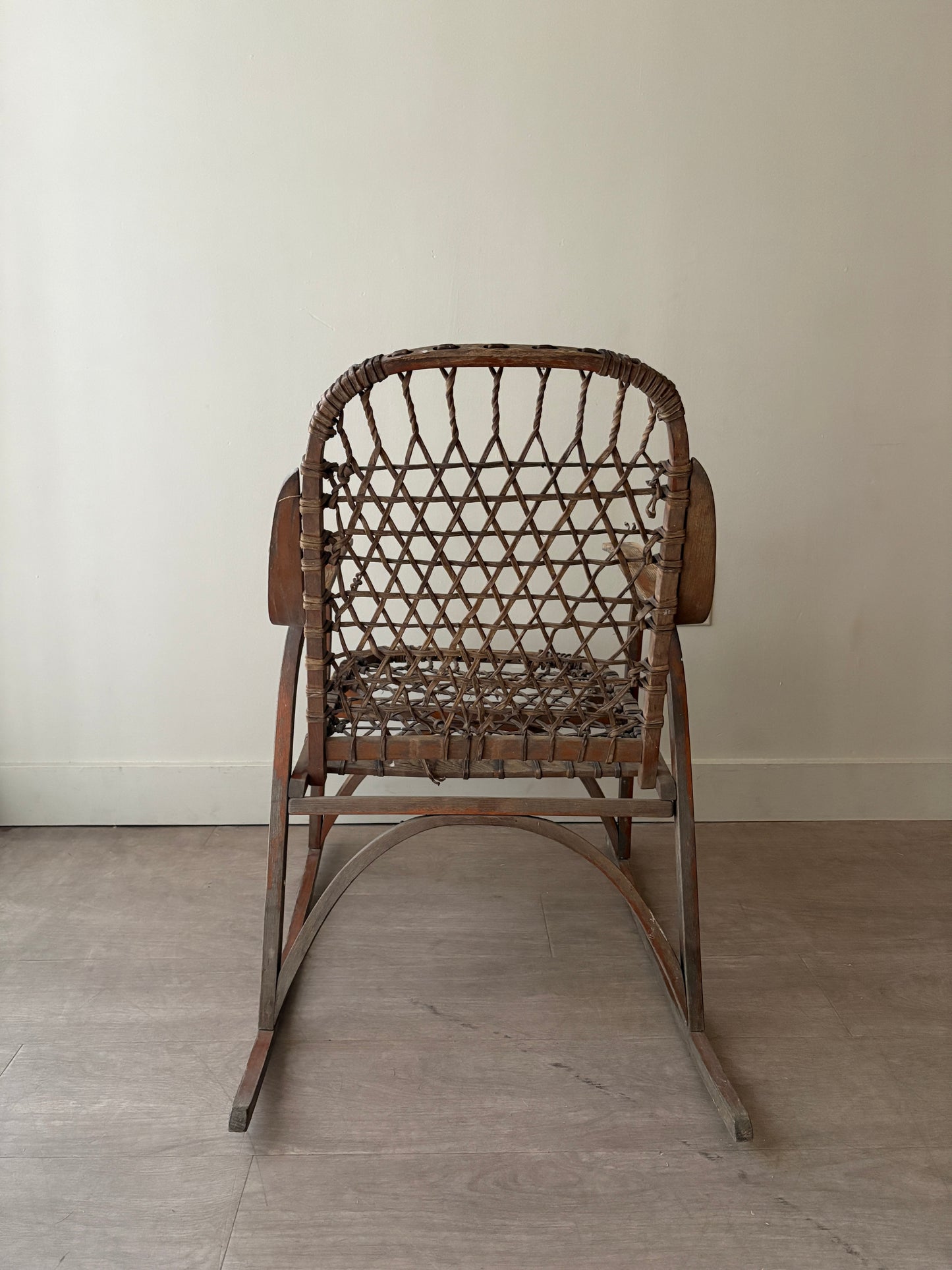 Bentwood rawhide ice fishing rocking chair