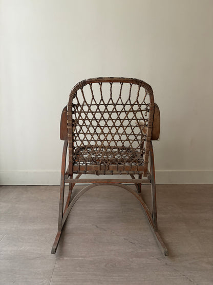 Bentwood rawhide ice fishing rocking chair