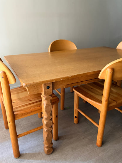 Danish oak dining table with extensions